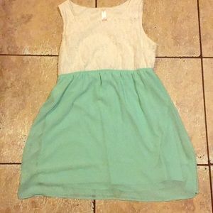 WHITE LACE CHEST AND MINT SKIRT DRESS